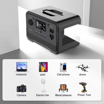 DPS-350D Portable Power Station | 297.6Wh LiFePO4 Battery, 350W AC Output